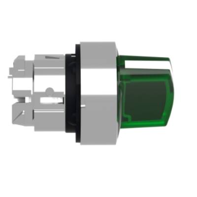 Head for illuminated selector switch, Harmony XB4, metal, white handle, 22mm, universal LED, 2 positions, spring return - Schneider Electric - ZB4BK1433