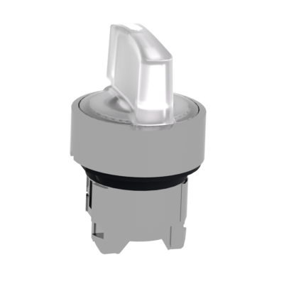 Head for illuminated selector switch, Harmony XB4, chromium metal, white handle, 22mm, universal LED, 3 positions, to center - Schneider Electric - ZB4BK1513