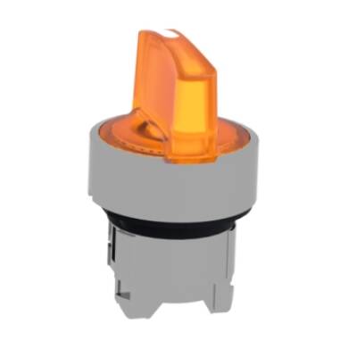 Head for illuminated selector switch, Harmony XB4, chromium metal, orange handle, 22mm, universal LED, 3 positions, - Schneider Electric - ZB4BK1553