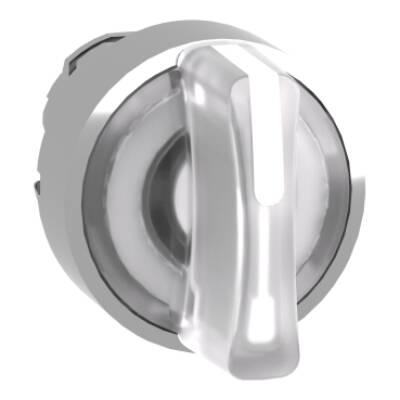 Head for illuminated selector switch, Harmony XB4, chromium metal, white handle, 22mm, universal LED, 3 positions, - Schneider Electric - ZB4BK1713