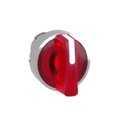 Head for illuminated selector switch, Harmony XB4, metal, red handle, 22mm, universal LED, 3 positions, left to center - Schneider Electric - ZB4BK1743