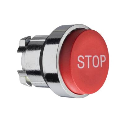 Projecting push button head Ø40, metal, red, Ø22, spring return, marked STOP - Schneider Electric - ZB4BL434