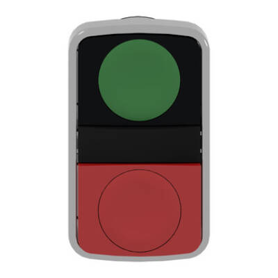 green flush/red projecting double-headed pushbutton Ø22 unmarked - Schneider Electric - ZB4BL7340