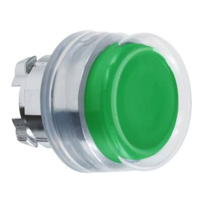 Push button head, metal, projecting, green, Ø22, spring return, booted, unmarked - Schneider Electric - ZB4BP3