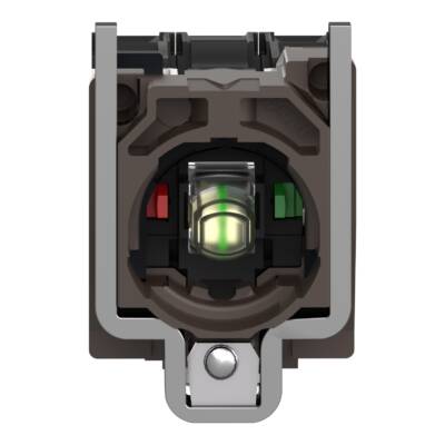 Complete body/contact assembly and light block, Harmony XB4, metal, universal LED, body/fixing collar, 1NO + 1NC, 230…240V AC - Schneider Electric - ZB4BW0M15