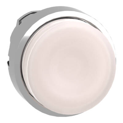 Head for illuminated push button, Harmony XB4, metal, white projecting, 22mm, universal LED, spring return, plain lens - Schneider Electric - ZB4BW113