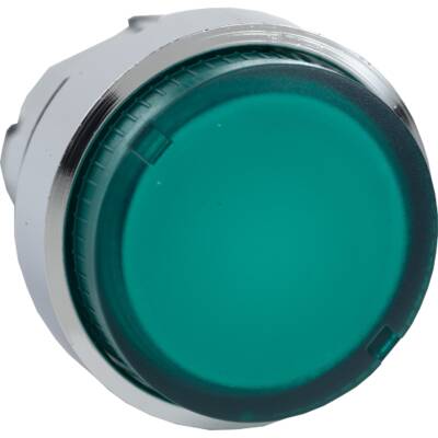 green projecting illuminated pushbutton head Ø22 spring return for BA9s bulb - Schneider Electric - ZB4BW13