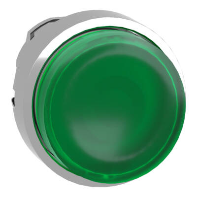 Head for illuminated push button, Harmony XB4, metal, green projecting, 22mm, universal LED, spring return, plain lens - Schneider Electric - ZB4BW133