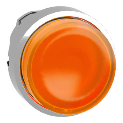 Head for illuminated push button, Harmony XB4, metal, orange projecting, 22mm, universal LED, spring return, plain lens - Schneider Electric - ZB4BW153