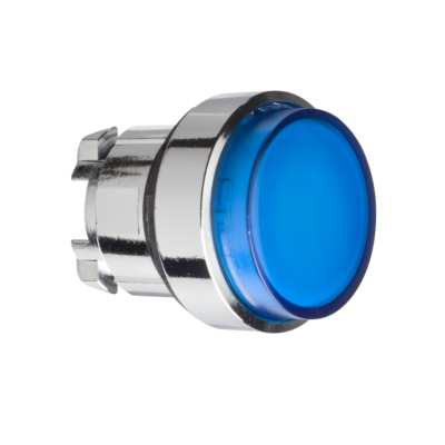 blue projecting illuminated pushbutton head Ø22 spring return for BA9s bulb - Schneider Electric - ZB4BW16