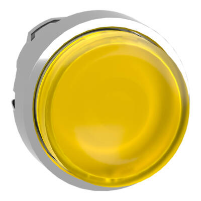 Head for illuminated push button, Harmony XB4, metal, yellow projecting, 22mm, universal LED, spring return, plain lens - Schneider Electric - ZB4BW183
