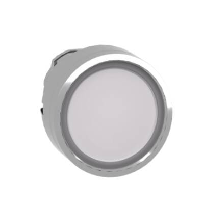 Head for illuminated push button, Harmony XB4, metal, white flush, 22mm, universal LED, spring return, plan lens - Schneider Electric - ZB4BW313