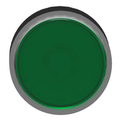 Head for illuminated push button, Harmony XB4, green flush, 22mm, universal LED, spring return, plain, unmarked - Schneider Electric - ZB4BW3337
