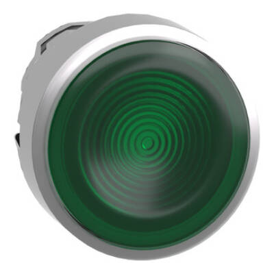 Head for illuminated push button, Harmony XB4, metal, green flush, 22mm, universal LED, spring return, grooved lens - Schneider Electric - ZB4BW333S