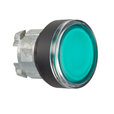 Head for illuminated push button, Harmony XB4, green flush pushbutton Ø22 mm spring return BA9s bulb - Schneider Electric - ZB4BW337