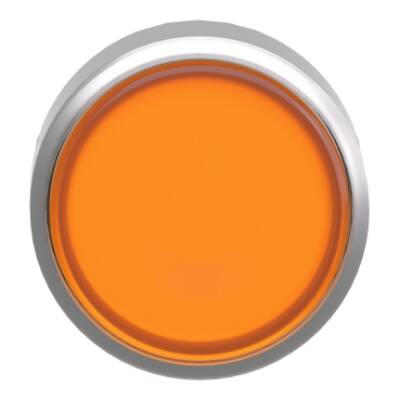 Head for illuminated push button, Harmony XB4, metal, orange flush, 22mm, universal LED, spring return, plan lens - Schneider Electric - ZB4BW353