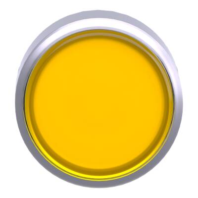 Head for illuminated push button, Harmony XB4, metal, metal, yellow, 22mm, universal LED, spring return, plain lens - Schneider Electric - ZB4BW383