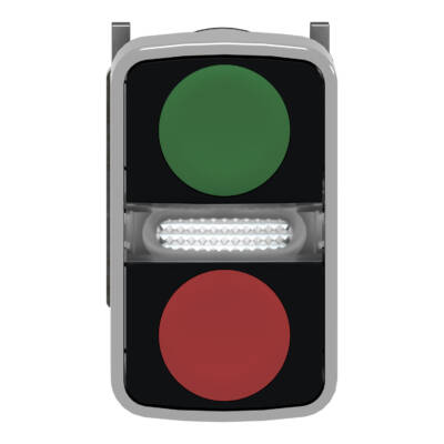 green flush/red flush illuminated double-headed pushbutton Ø22 unmarked - Schneider Electric - ZB4BW7A3740