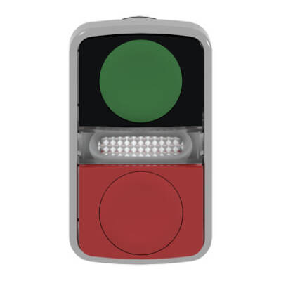 green flush/red projecting illuminated double-headed pushbutton Ø22 unmarked - Schneider Electric - ZB4BW7L3740