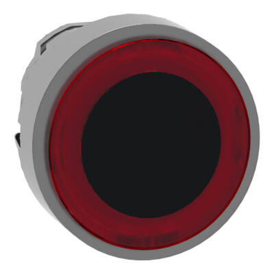 Head for illuminated push button, Harmony XB4, metal, red flush, 22mm, universal LED, spring return, illuminated ring - Schneider Electric - ZB4BW943