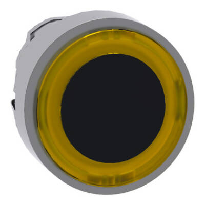 Head for illuminated push button, Harmony XB4, metal, yellow flush, 22mm, universal LED, spring return, illuminated ring - Schneider Electric - ZB4BW983