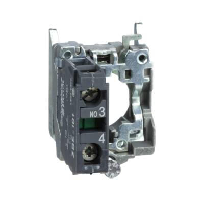 Single contact block with body/fixing collar, metal, screw clamp terminal, 1 NO - Schneider Electric - ZB4BZ101