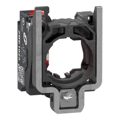 Complete body contact assembly, Harmony XB4, single contact, with fixing collar, metal, 1 NC, compact push in terminals - Schneider Electric - ZB4BZ1025