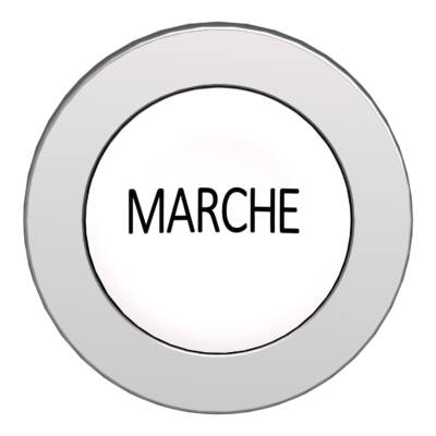 Head for non illuminated push button, Harmony XB4, flush mounted white flush caps pushbutton black marked marche - Schneider Electric - ZB4FA142