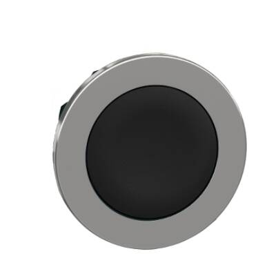 Harmony XB4, Flush mounted push button head, metal, black, Ø30, spring return, unmarked - Schneider Electric - ZB4FA2