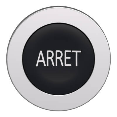 Head for non illuminated push button, Harmony XB4, flush mounted black flush caps pushbutton white marked "ARRET" - Schneider Electric - ZB4FA233