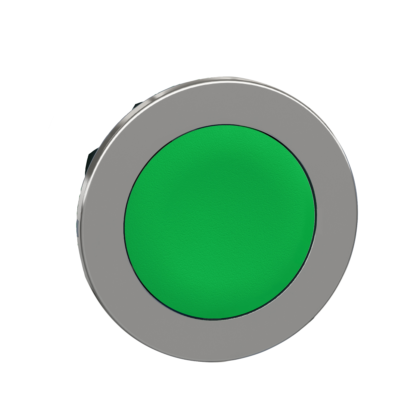 Harmony XB4, Flush mounted push button head, metal, green, Ø30, spring return, unmarked - Schneider Electric - ZB4FA3