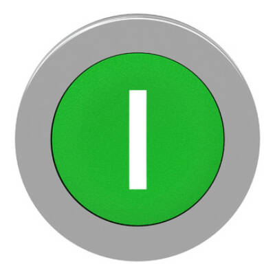 Harmony XB4, Flush mounted push button head, metal, green, Ø30, spring return, marked I - Schneider Electric - ZB4FA331