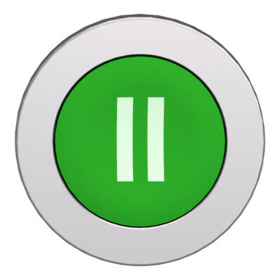 Head for non illuminated push button, Harmony XB4, flush mounted green flush caps pushbutton white marked "II" - Schneider Electric - ZB4FA336