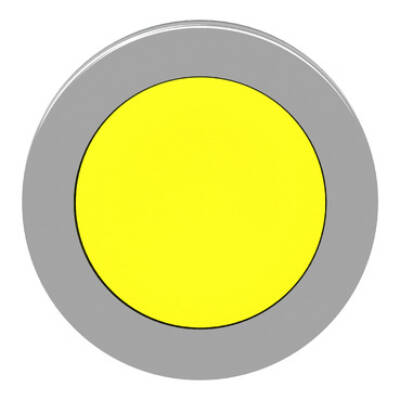 Harmony XB4, Flush mounted push button head, metal, yellow, Ø30, spring return, unmarked - Schneider Electric - ZB4FA5