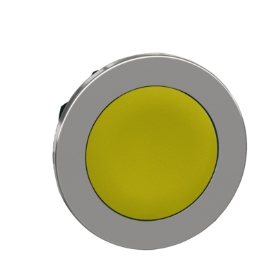 Harmony XB4, Flush mounted push button head, metal, yellow, Ø30, spring return, unmarked - Schneider Electric - ZB4FA5