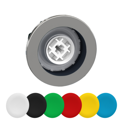 Head for non illuminated push button, Harmony XB4, flush mounted pushbutton with set of 6 colored standard cap - Schneider Electric - ZB4FA9