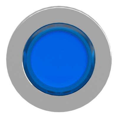 Head for illuminated push button, Harmony XB4, metal, blue flush mounted, 30mm, universal LED, unmarked - Schneider Electric - ZB4FH063
