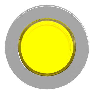 Head for illuminated push button, Harmony XB4, metal, yellow flush mounted, 30mm, universal LED, unmarked - Schneider Electric - ZB4FH083