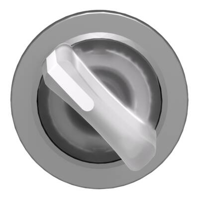 Head for illuminated selector switch, Harmony XB4, metal, white handle, 30mm, universal LED, 2 positions, stay put - Schneider Electric - ZB4FK1213