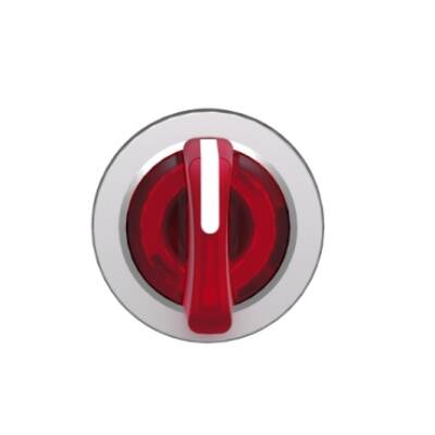 Head for illuminated selector switch, Harmony XB4, metal, red handle, flush mounted, 30mm, universal LED, 3 positions - Schneider Electric - ZB4FK1343