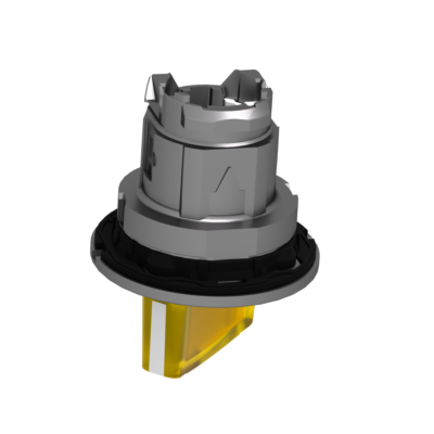 Head for illuminated selector switch, Harmony XB4, metal, yellow handle, 30mm, universal LED, 2 positions, spring return - Schneider Electric - ZB4FK1483