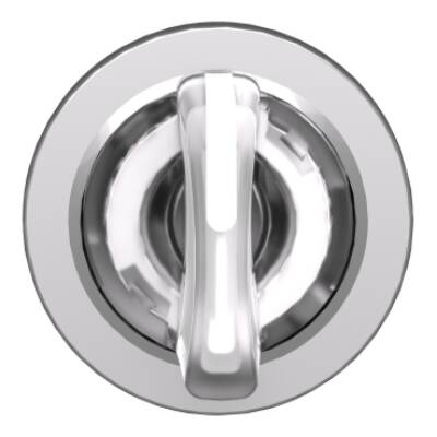 Head for illuminated selector switch, Harmony XB4, metal, white handle, 30mm, universal LED, 3 positions, right to center - Schneider Electric - ZB4FK1813