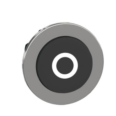 Head for non illuminated push button, Harmony XB4, flush mounted black projecting pushbutton white marked "O" - Schneider Electric - ZB4FL232