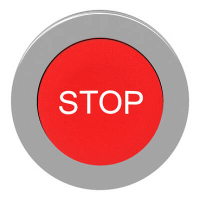 Harmony XB4, Flush mounted projecting push button head, metal, red, Ø30, spring return, marked STOP - Schneider Electric - ZB4FL434