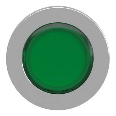 Head for pilot light, Harmony XB4, flush mounted, green, 30mm, with plain lens, universal LED - Schneider Electric - ZB4FV033