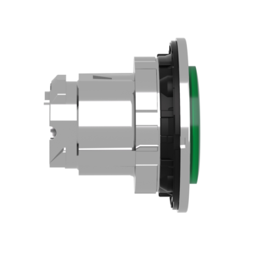 Head for illuminated push button, Harmony XB4, plastic, green projecting, 30mm, universal LED, spring return, plain lens - Schneider Electric - ZB4FW133