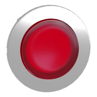 Head for illuminated push button, Harmony XB4, plastic, red projecting, 30mm, universal LED, spring return, plain lens - Schneider Electric - ZB4FW143