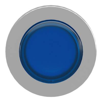 Head for illuminated push button, Harmony XB4, plastic, blue projecting, 30mm, universal LED, spring return, plain lens - Schneider Electric - ZB4FW163
