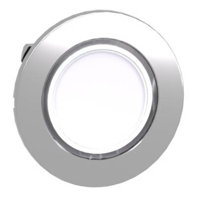 Head for illuminated push button, Harmony XB4, black metal, white flush, 30mm, spring return, universal LED, unmarked - Schneider Electric - ZB4FW313