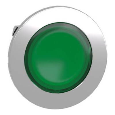 Head for illuminated push button, Harmony XB4, metal, green flush, 30mm, spring return, universal LED, unmarked - Schneider Electric - ZB4FW333